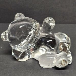 Fenton clear glass Chilling Teddy Bear laying on side